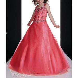 NEW TIFFANY PRINCESS girls beautiful a line dress in fuchsia orange